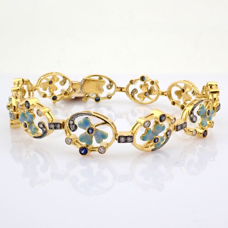 Natural Diamond 18K Yellow Gold Bracelet - 7