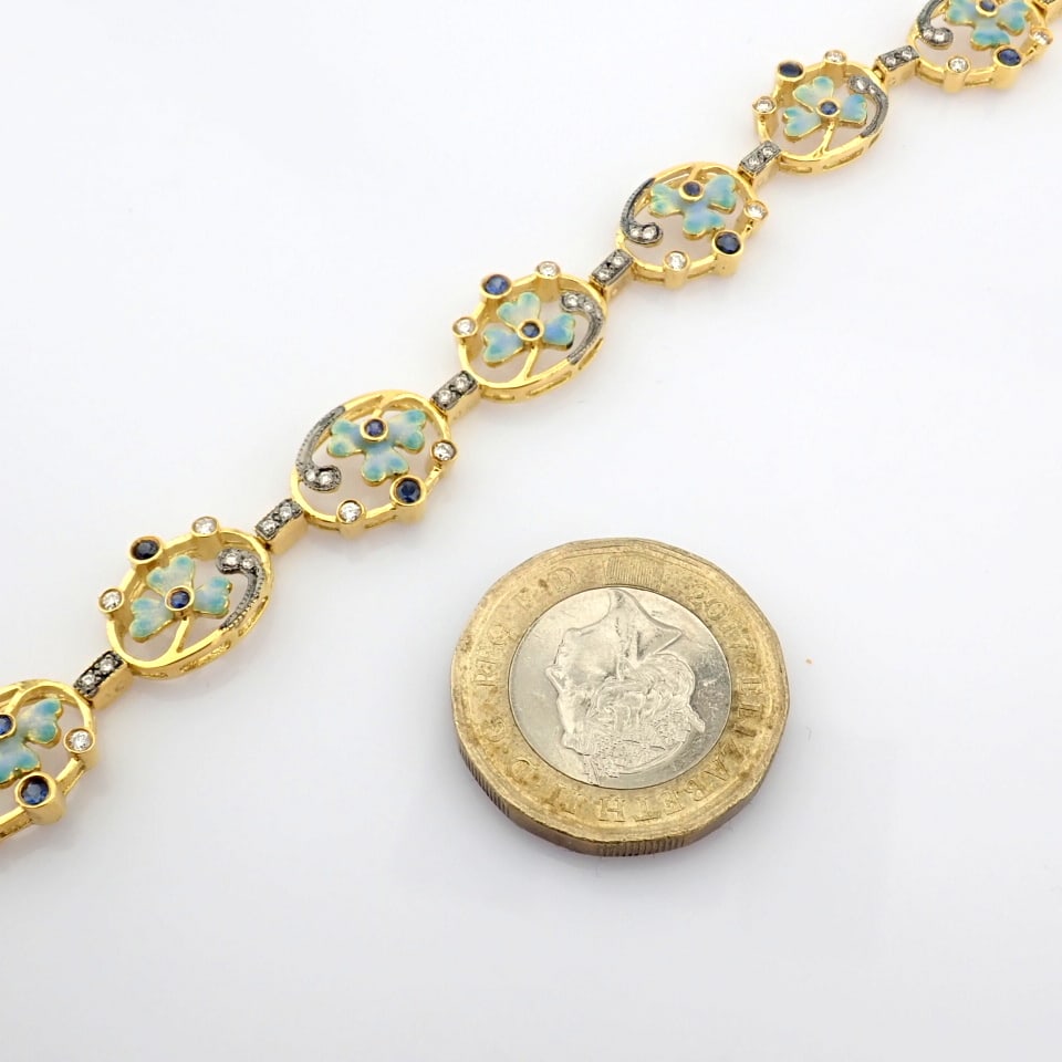 Natural Diamond 18K Yellow Gold Bracelet - 8
