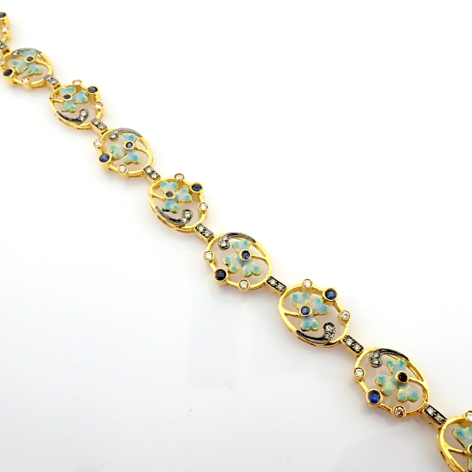 Natural Diamond 18K Yellow Gold Bracelet - 9