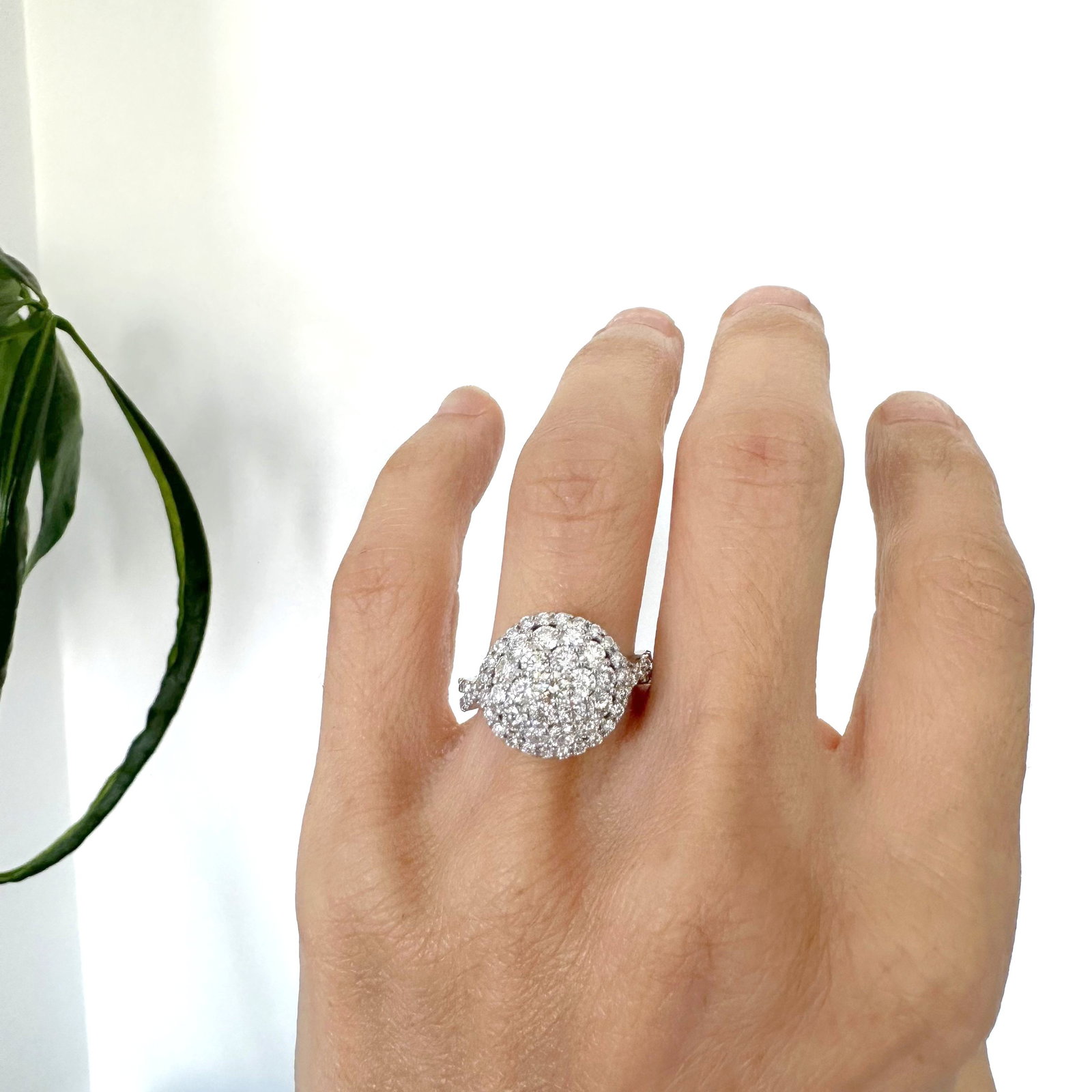 Natural Diamond 18K White Gold Ring - 5