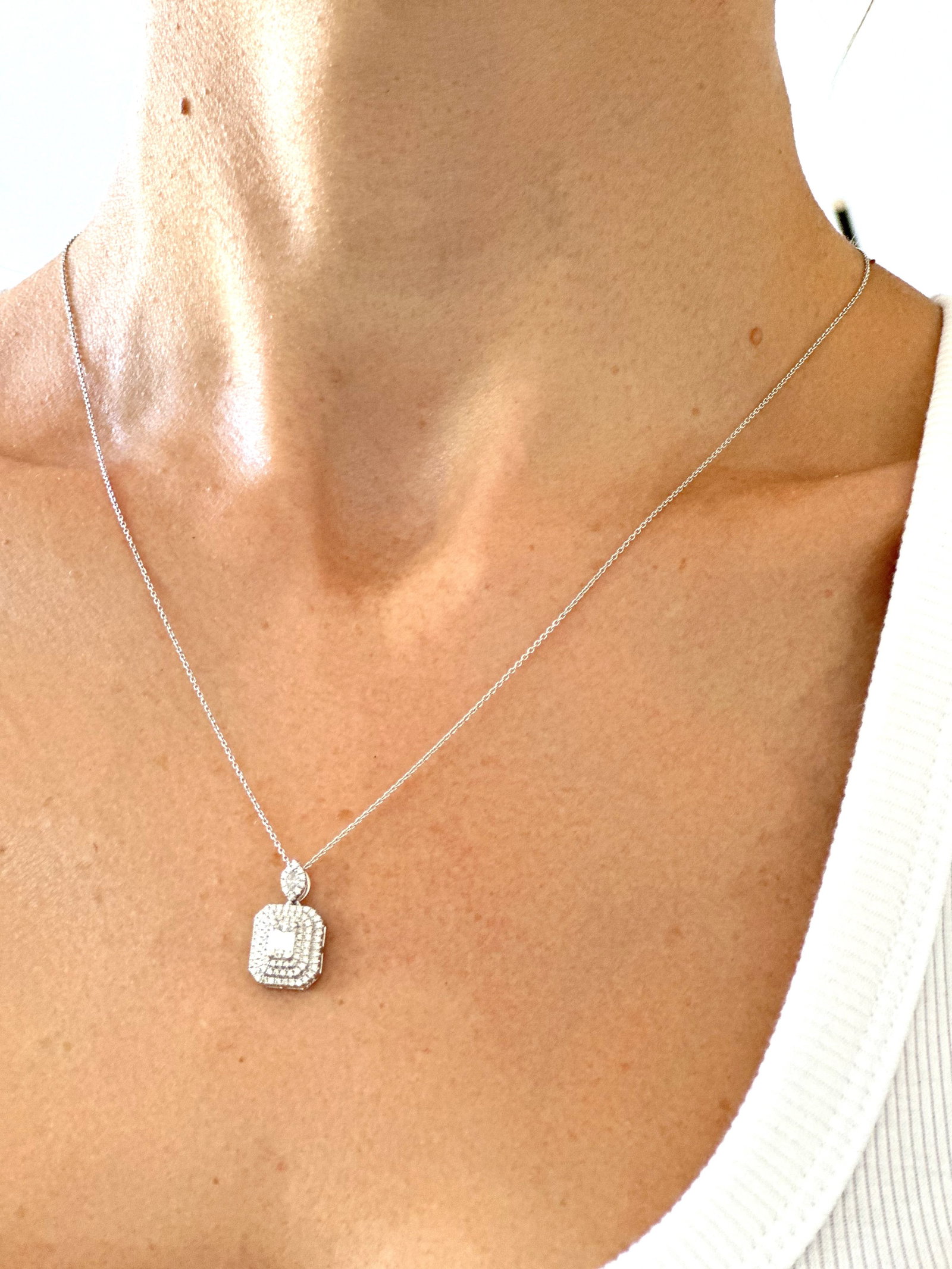 Natural Diamond 18K White Gold Necklace - 3