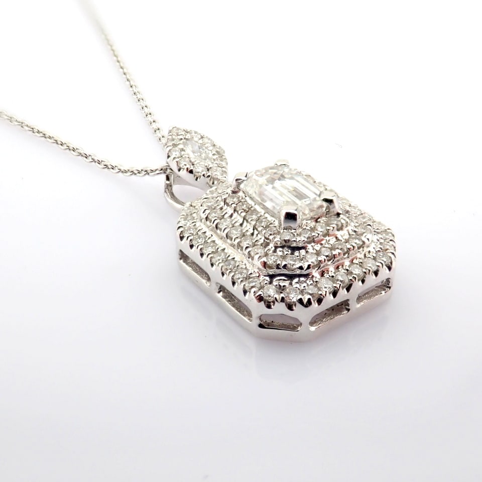 Natural Diamond 18K White Gold Necklace - 4