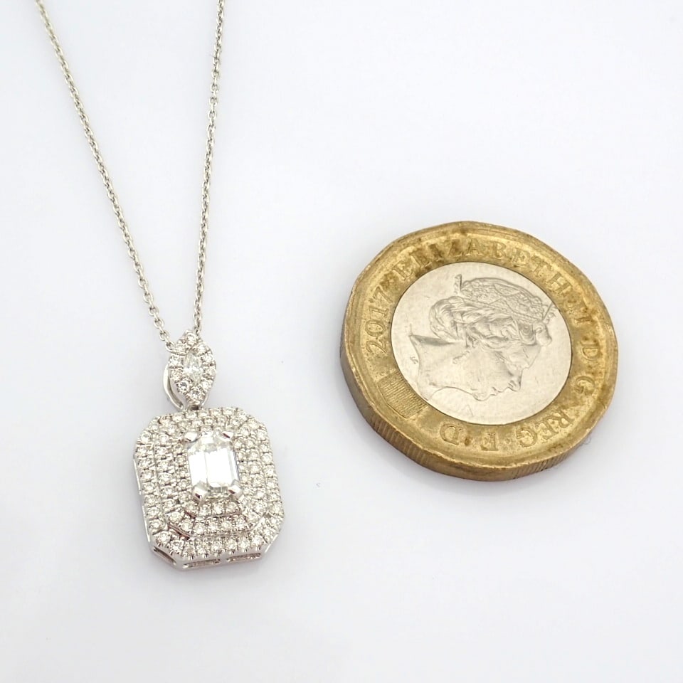 Natural Diamond 18K White Gold Necklace - 6