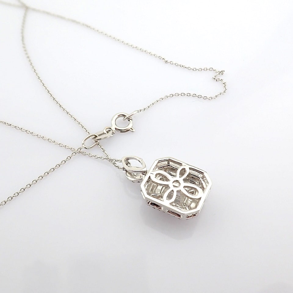 Natural Diamond 18K White Gold Necklace - 8