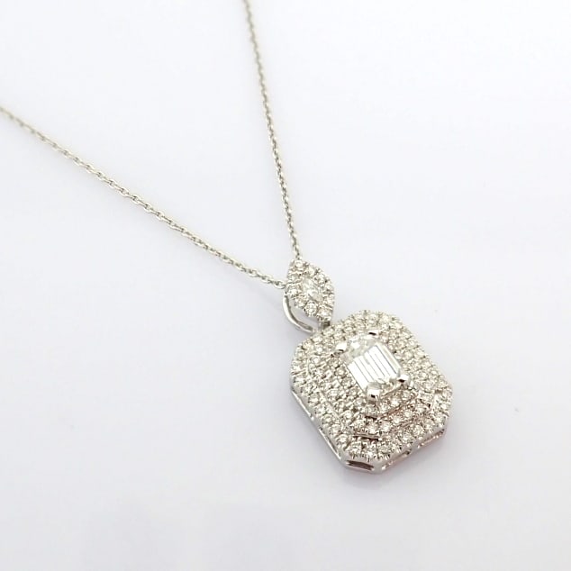 Natural Diamond 18K White Gold Necklace - 9
