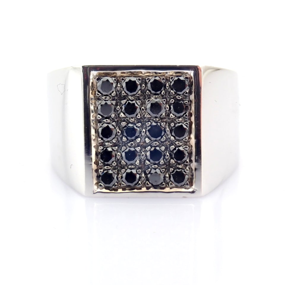 Natural Diamond 18K White Gold Ring - 6