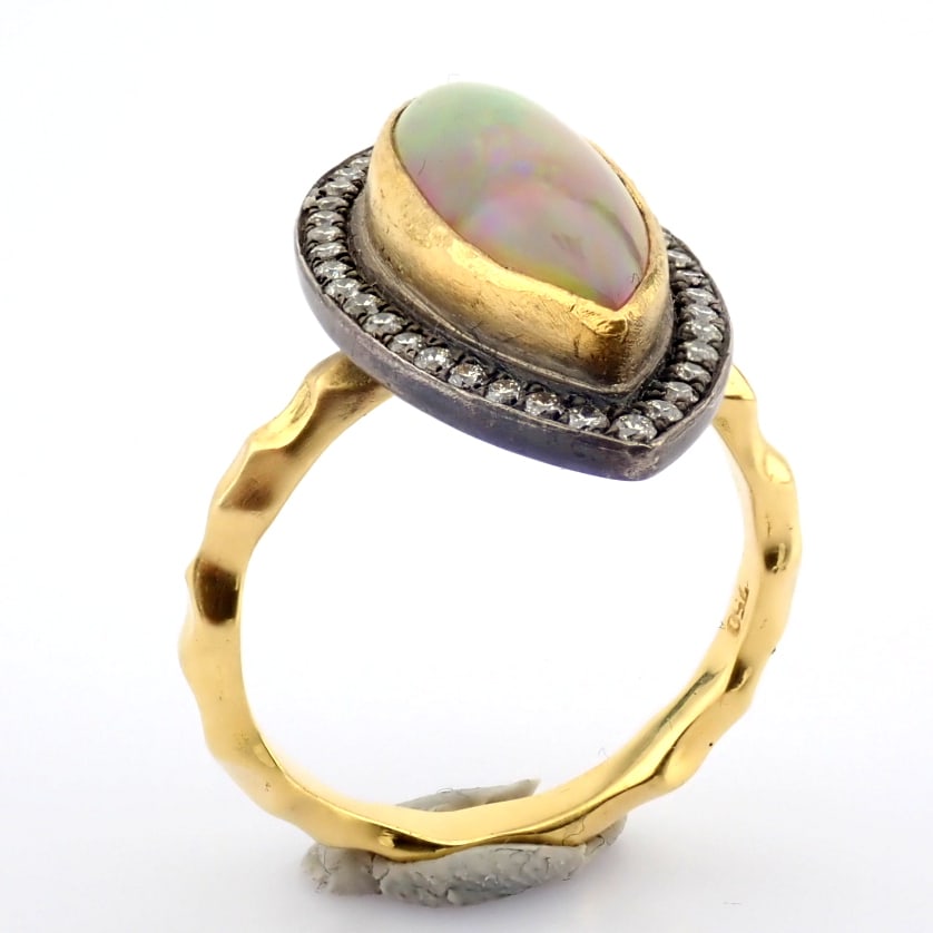 Natural Diamond 18K Yellow Gold Ring - 3