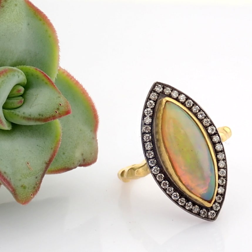 Natural Diamond 18K Yellow Gold Ring - 4