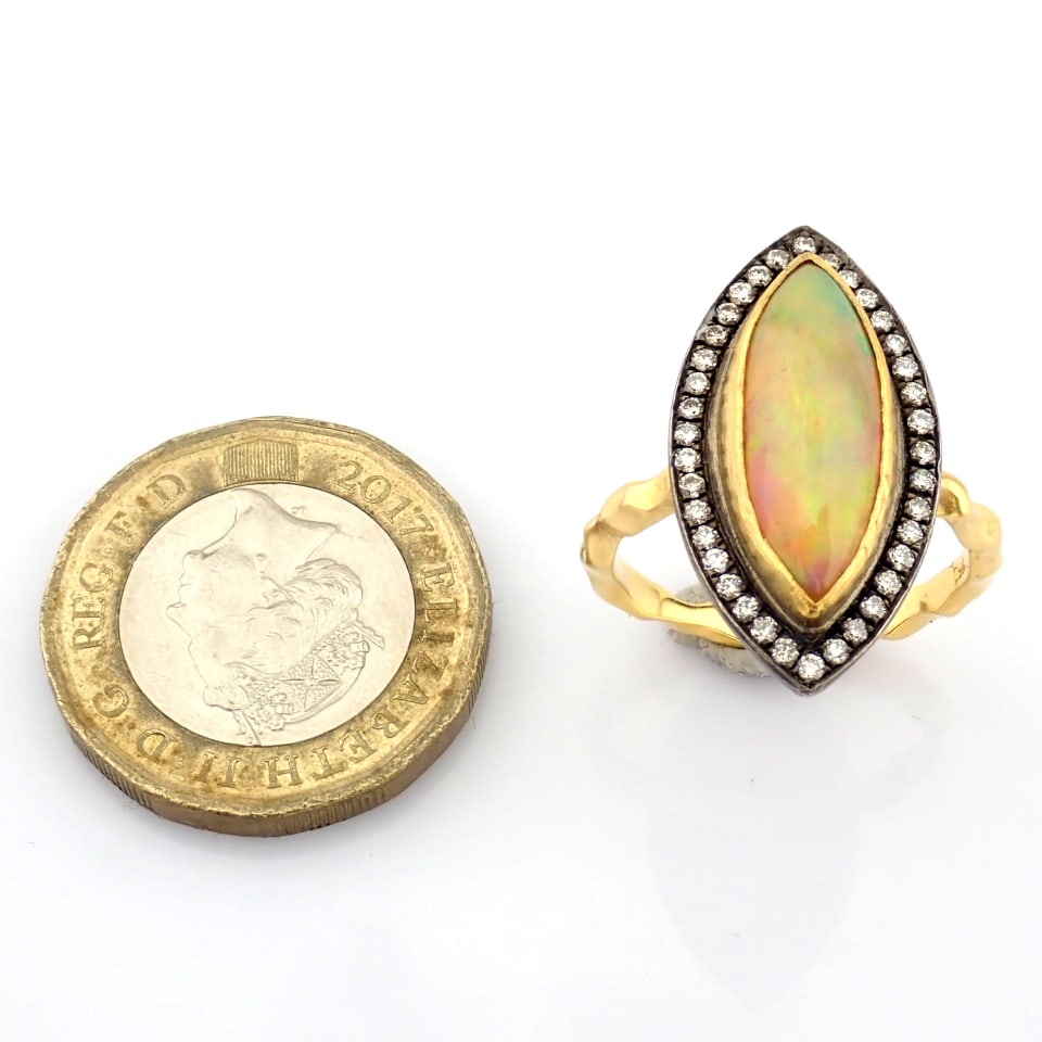 Natural Diamond 18K Yellow Gold Ring - 7