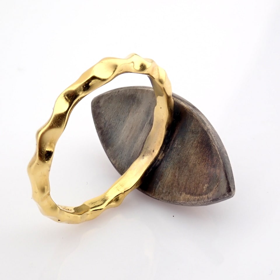 Natural Diamond 18K Yellow Gold Ring - 9