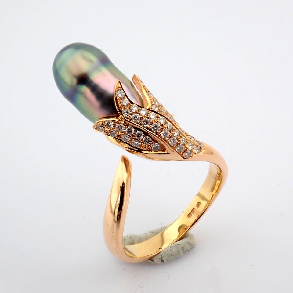 Natural Diamond 18K Rose/Pink Gold Ring - 2