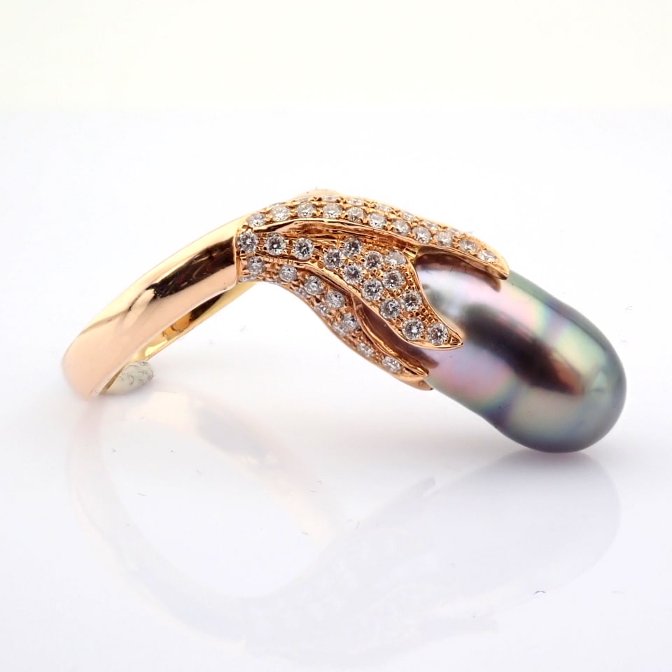 Natural Diamond 18K Rose/Pink Gold Ring - 4