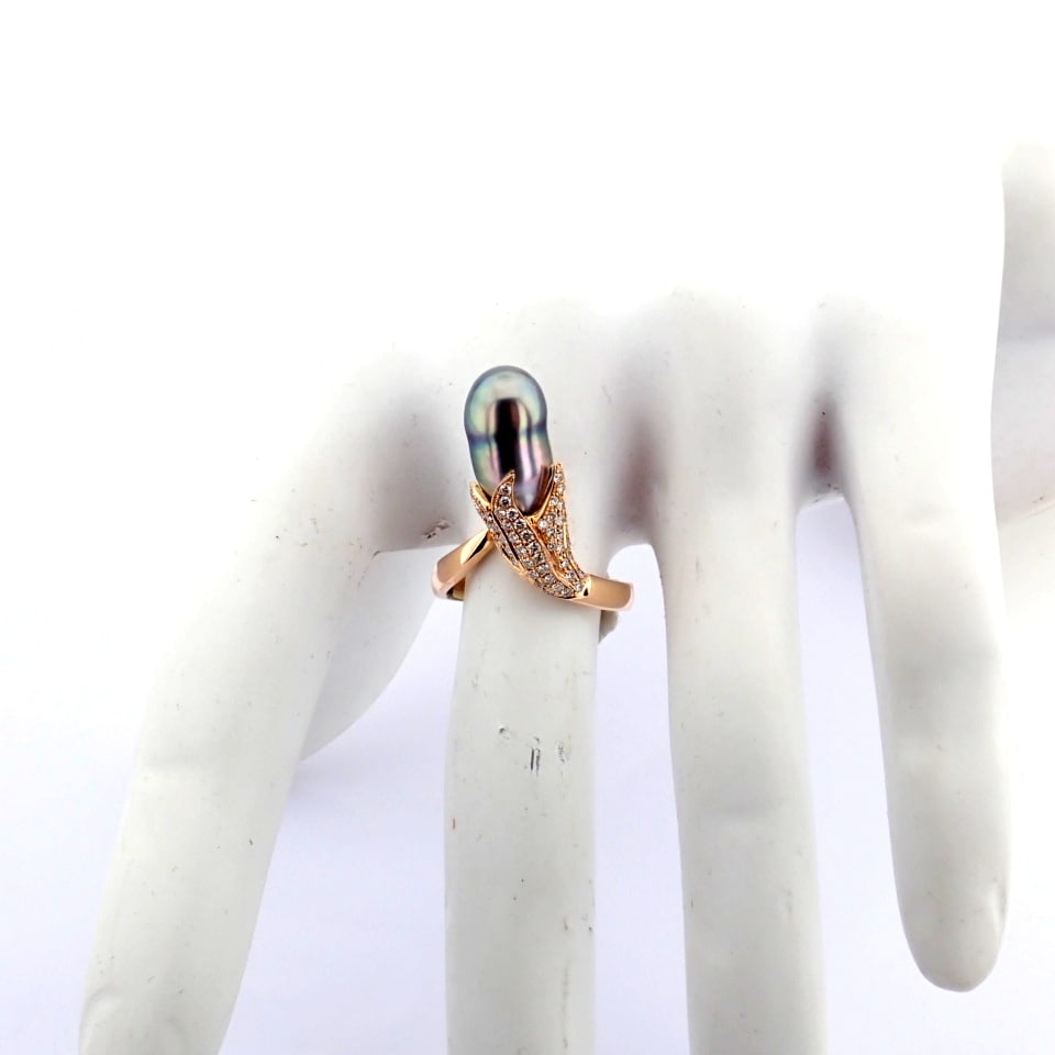 Natural Diamond 18K Rose/Pink Gold Ring - 5