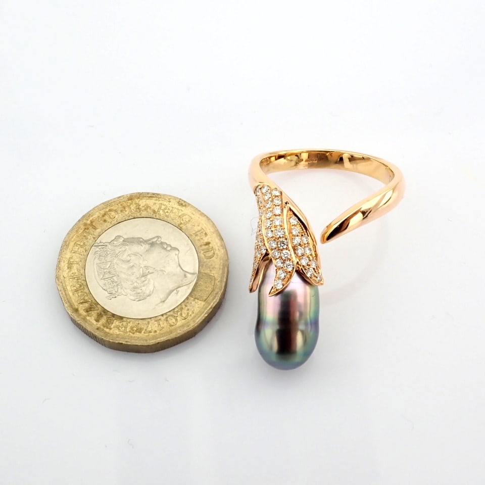 Natural Diamond 18K Rose/Pink Gold Ring - 6