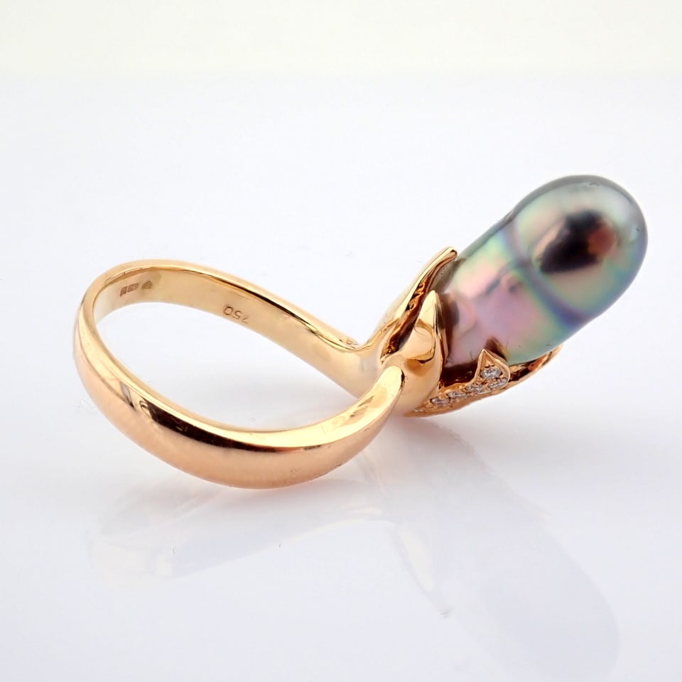 Natural Diamond 18K Rose/Pink Gold Ring - 7