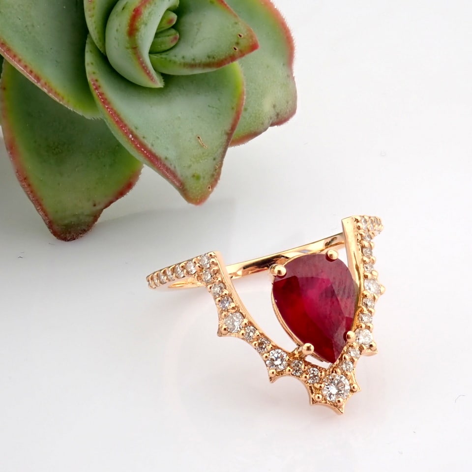 Natural Diamond 18K Rose/Pink Gold Ring - 2