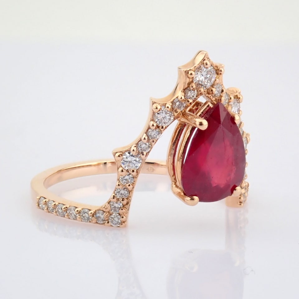 Natural Diamond 18K Rose/Pink Gold Ring - 4