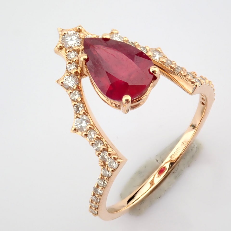 Natural Diamond 18K Rose/Pink Gold Ring - 6