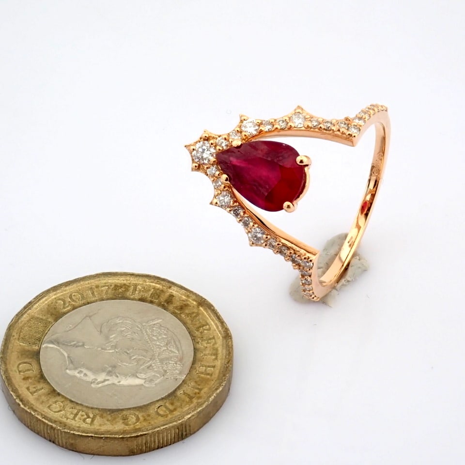 Natural Diamond 18K Rose/Pink Gold Ring - 7