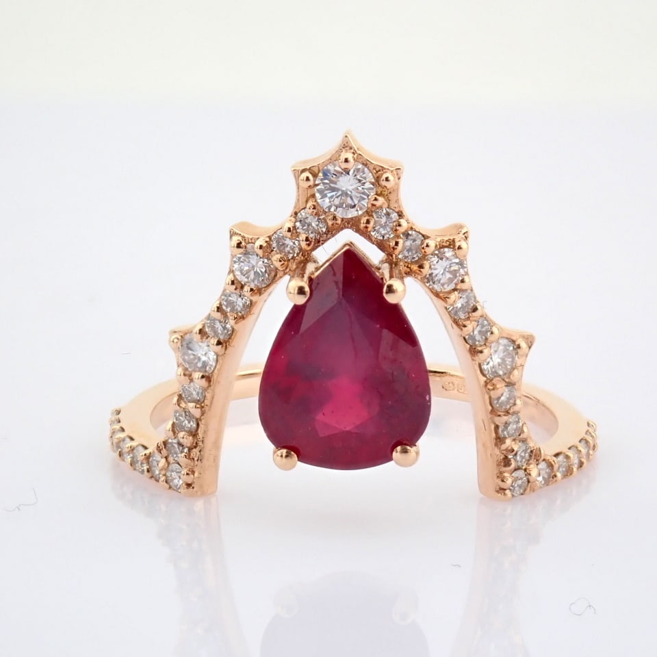 Natural Diamond 18K Rose/Pink Gold Ring - 8