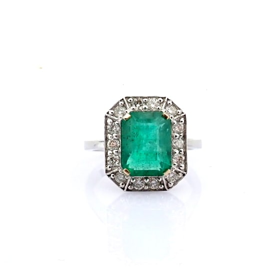 Natural Diamond 18K White Gold Ring - 7