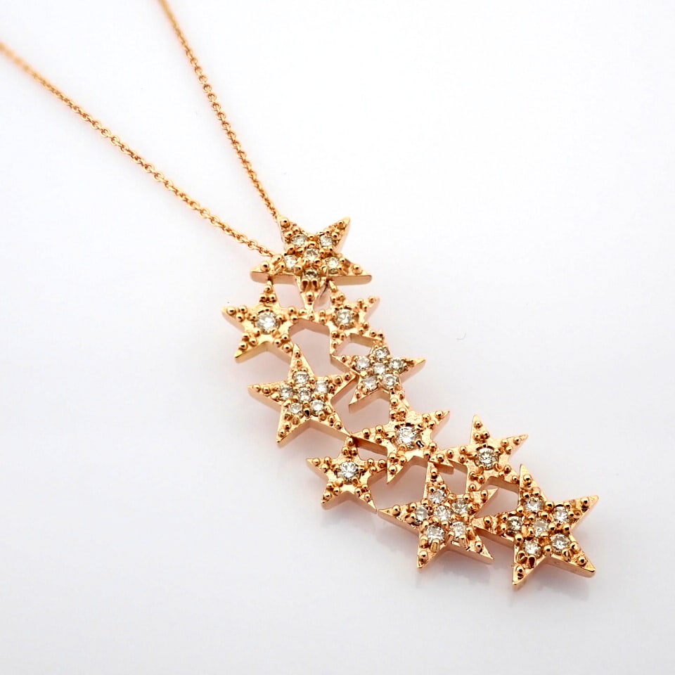 Natural Diamond 18K Rose/Pink Gold Necklace: Title: Natural Diamond 18K Rose/Pink Gold Necklace Description: 18K star necklace detailed with brilliant diamonds -------------------------------------------------- • METALS AND WEIGHTS
