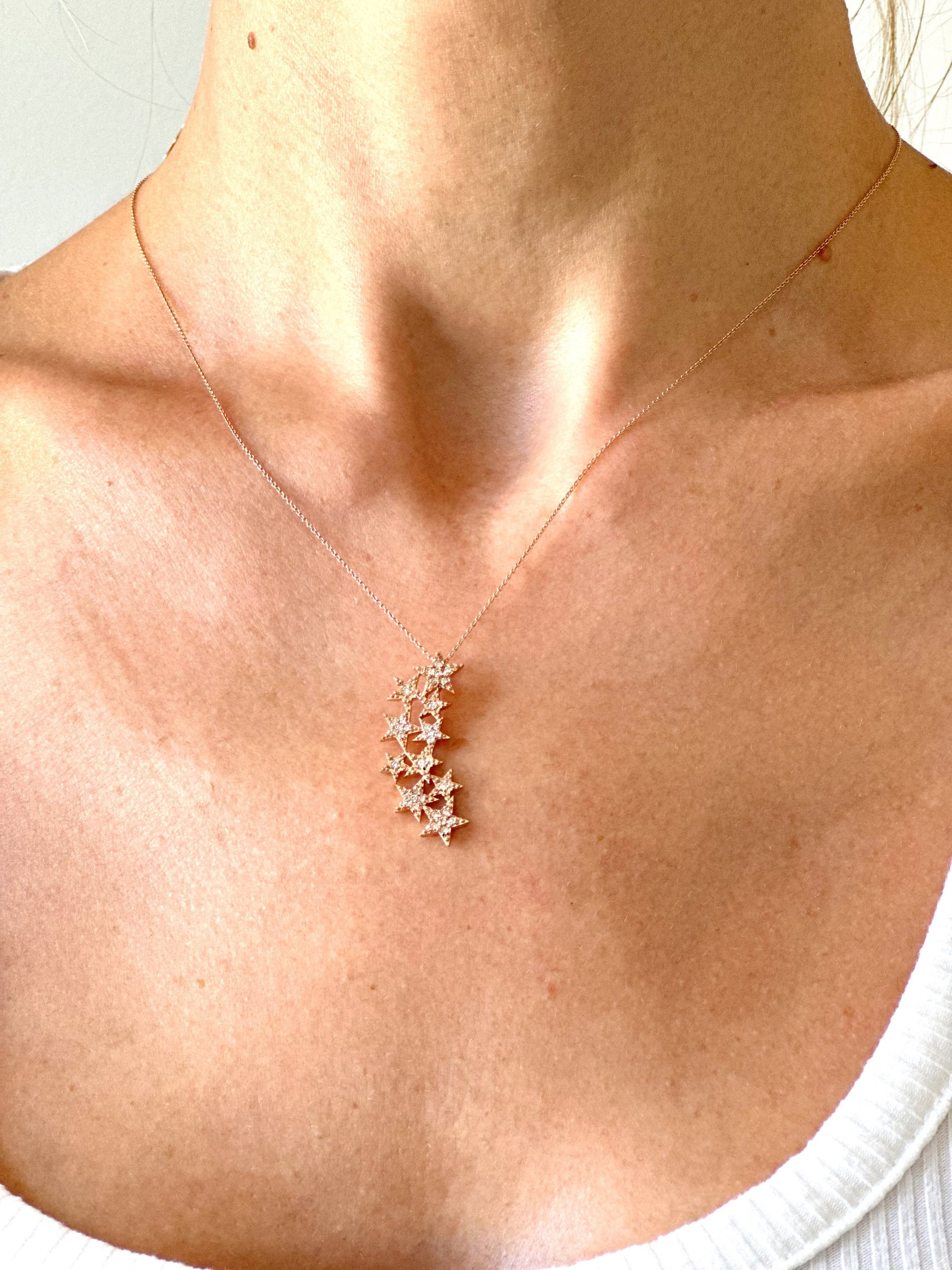 Natural Diamond 18K Rose/Pink Gold Necklace - 3