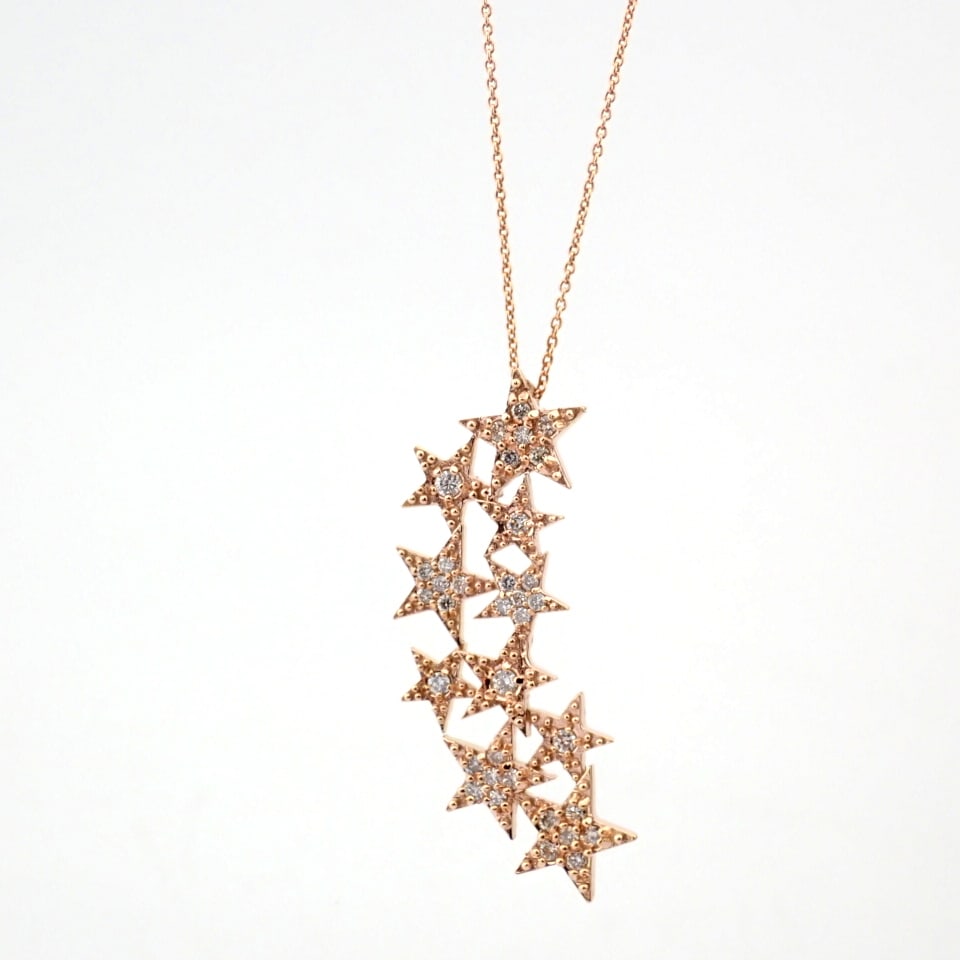 Natural Diamond 18K Rose/Pink Gold Necklace - 6