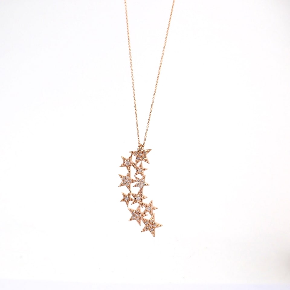 Natural Diamond 18K Rose/Pink Gold Necklace - 7