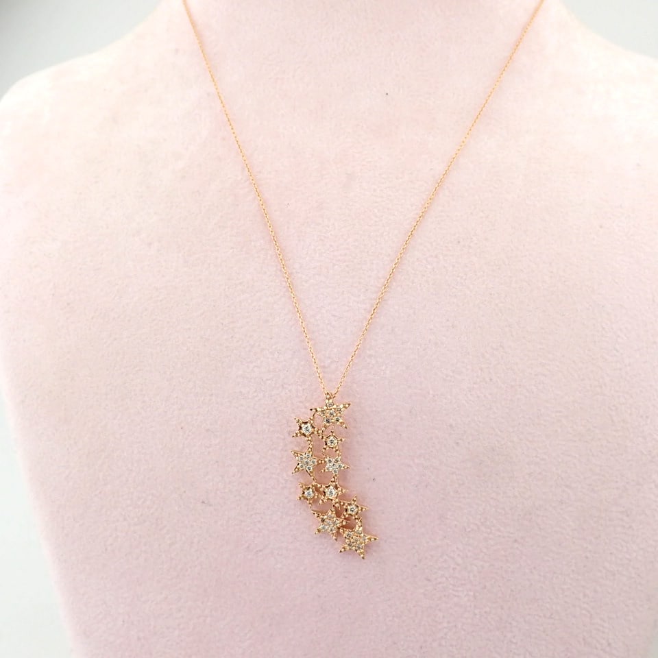 Natural Diamond 18K Rose/Pink Gold Necklace - 8
