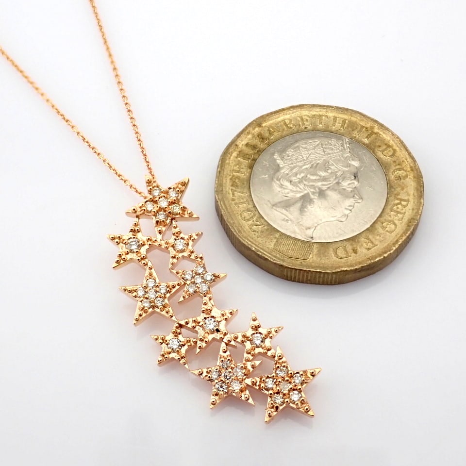 Natural Diamond 18K Rose/Pink Gold Necklace - 9