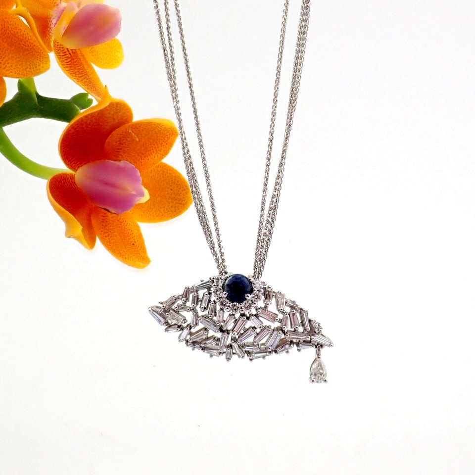 Natural Diamond 14K White Gold Necklace - 2