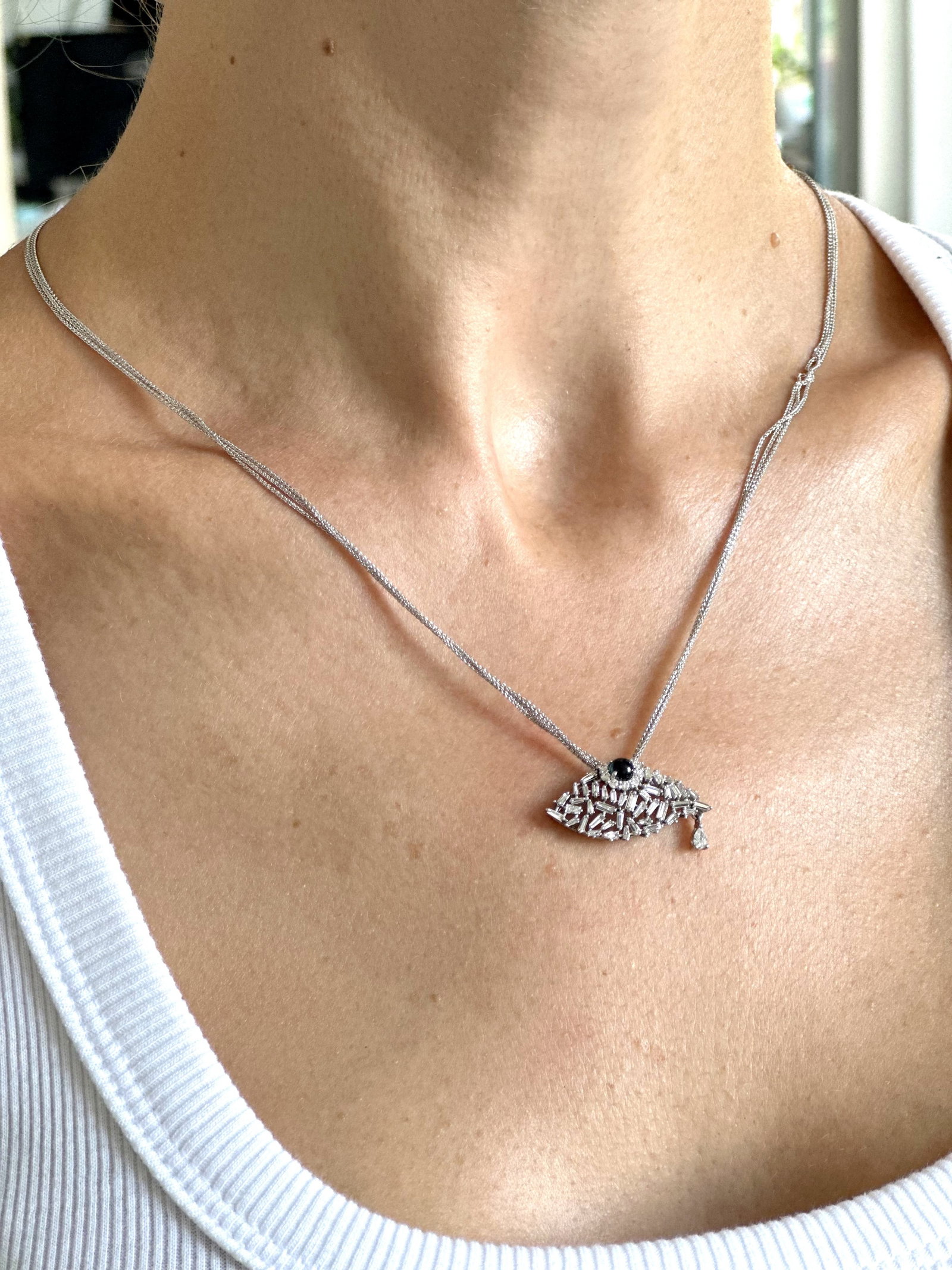 Natural Diamond 14K White Gold Necklace - 3