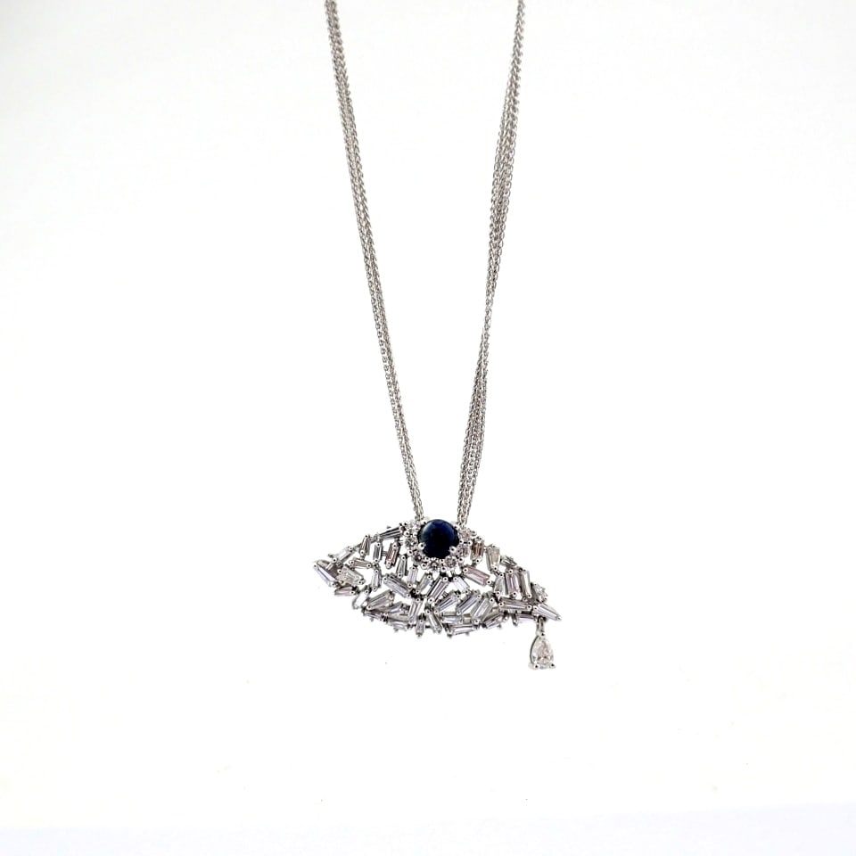 Natural Diamond 14K White Gold Necklace - 4