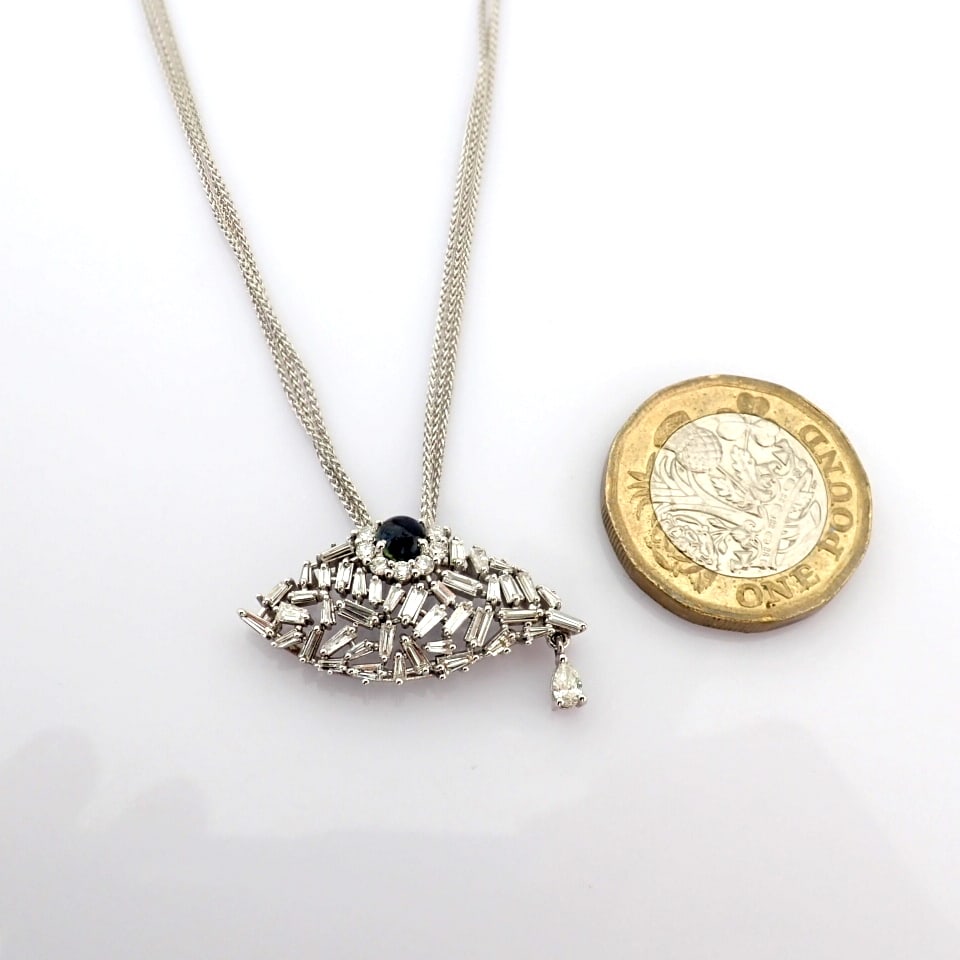 Natural Diamond 14K White Gold Necklace - 5