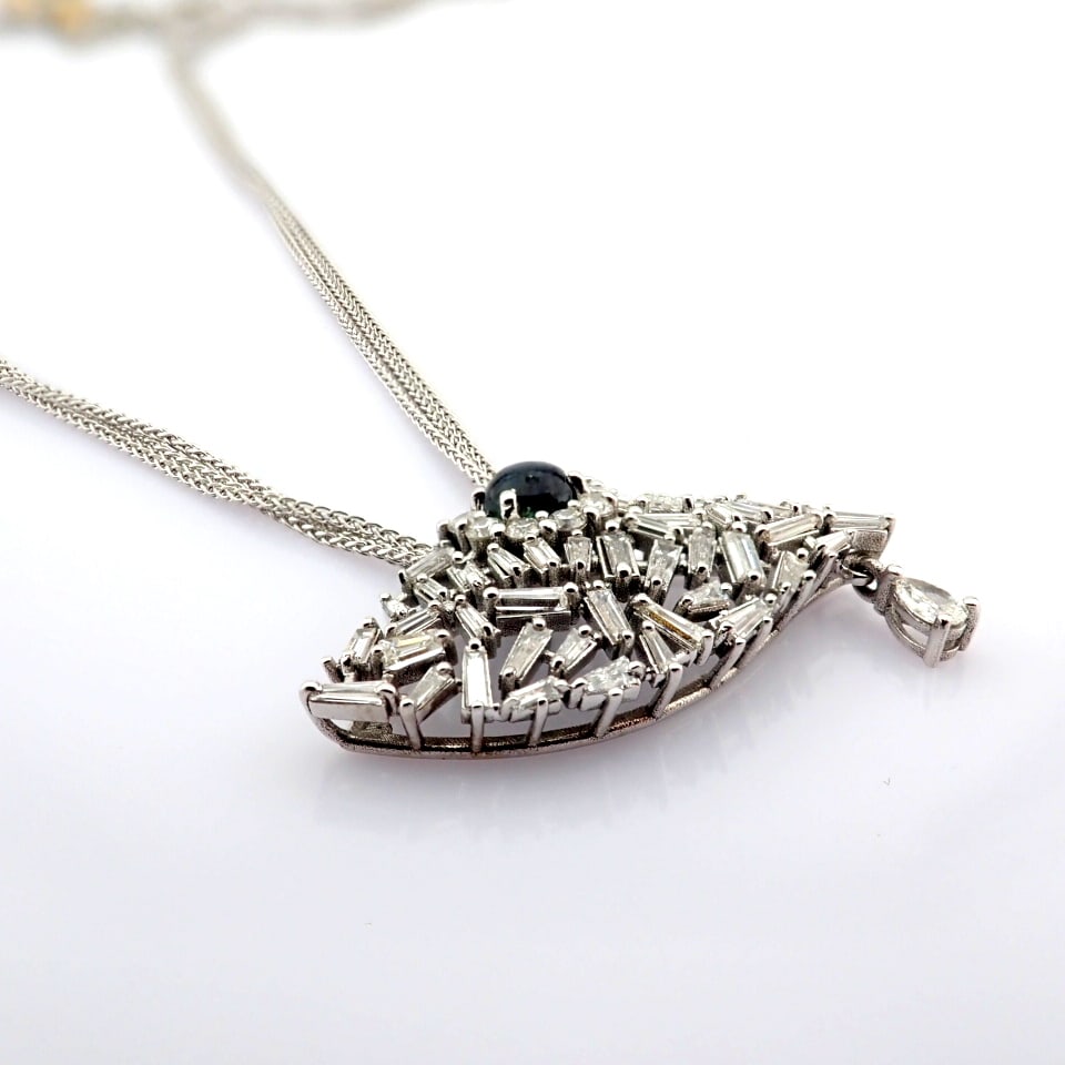Natural Diamond 14K White Gold Necklace - 6