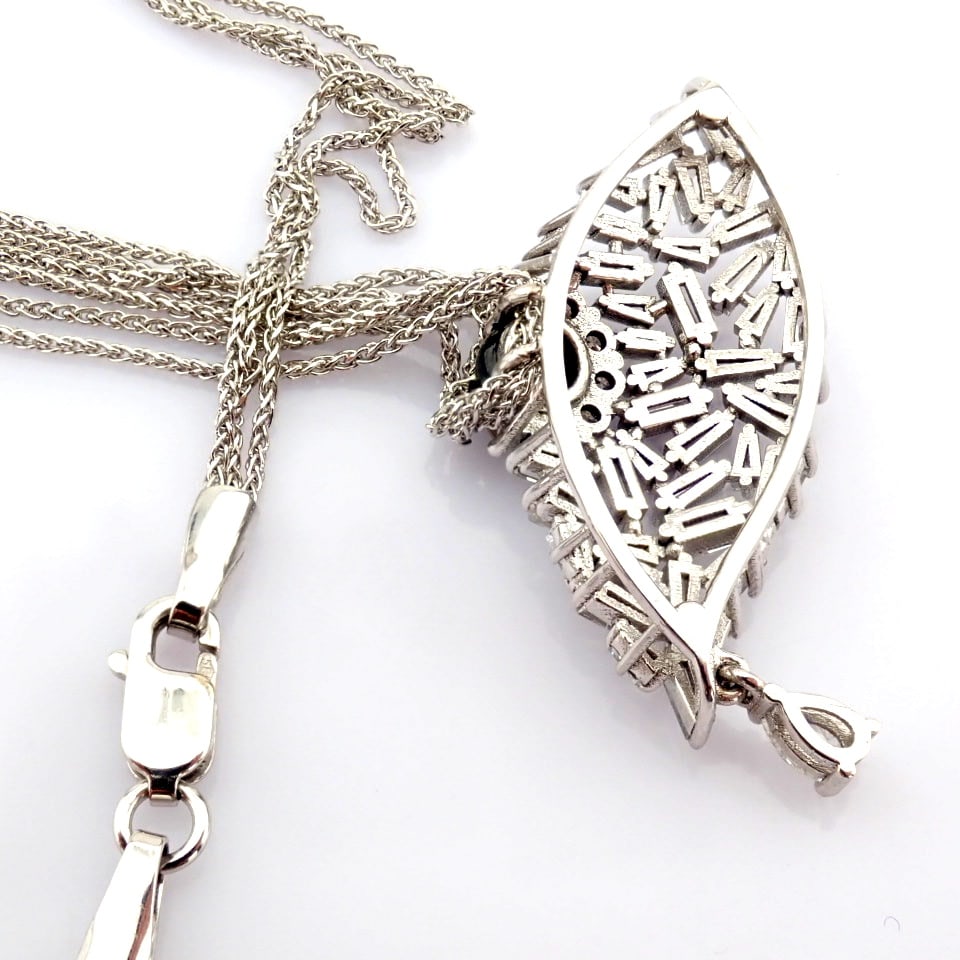 Natural Diamond 14K White Gold Necklace - 7