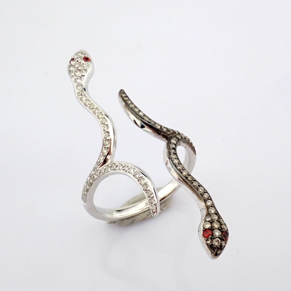 Natural Diamond 18K White Gold Ring - 2