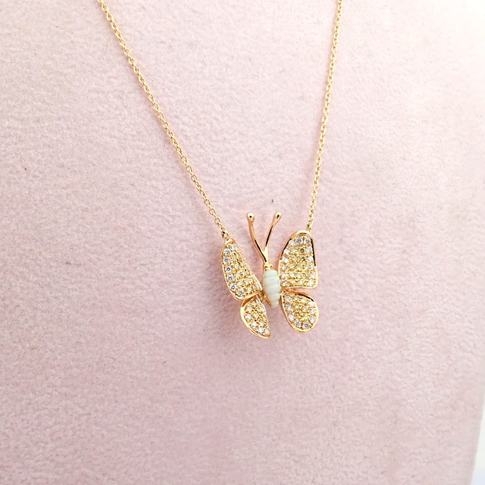 Natural Diamond 18K Rose/Pink Gold Necklace - 5