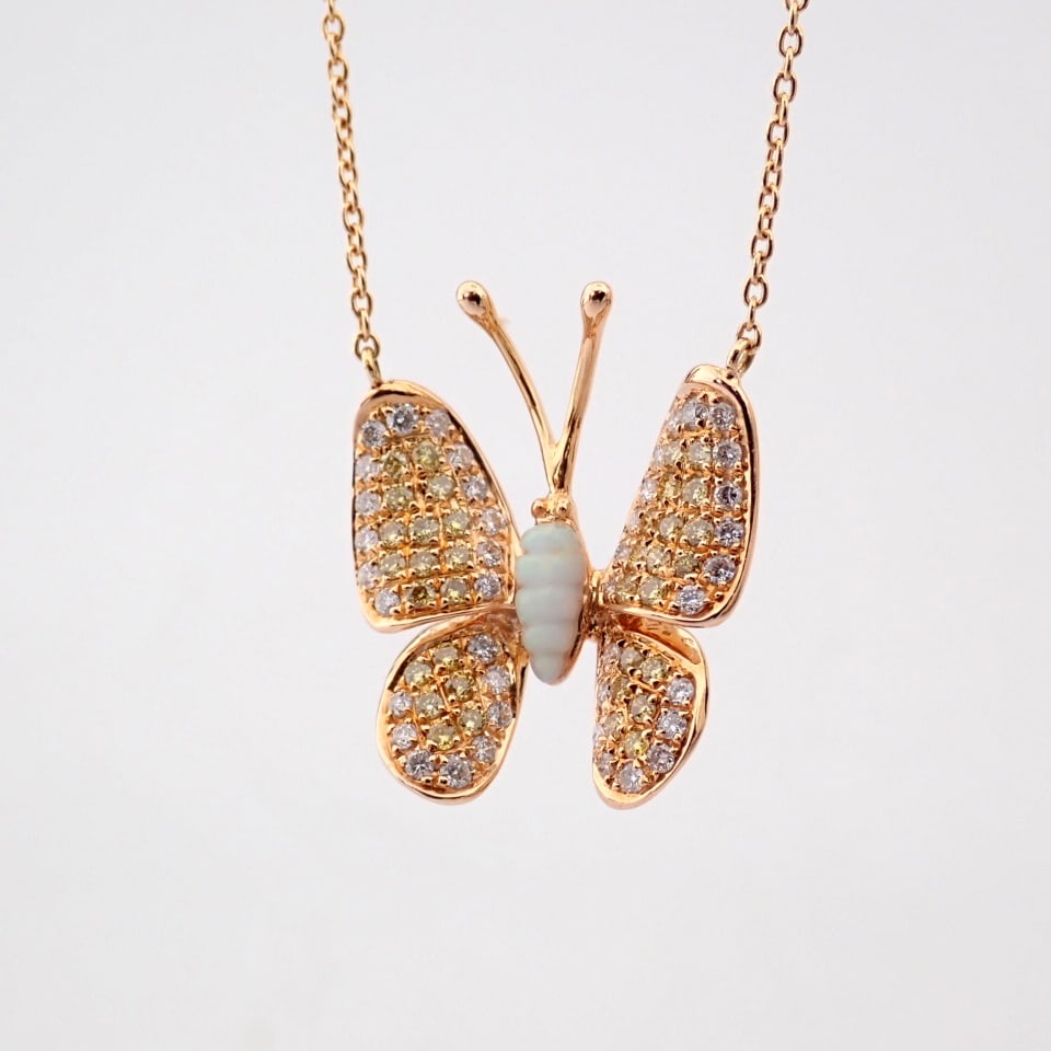 Natural Diamond 18K Rose/Pink Gold Necklace - 6