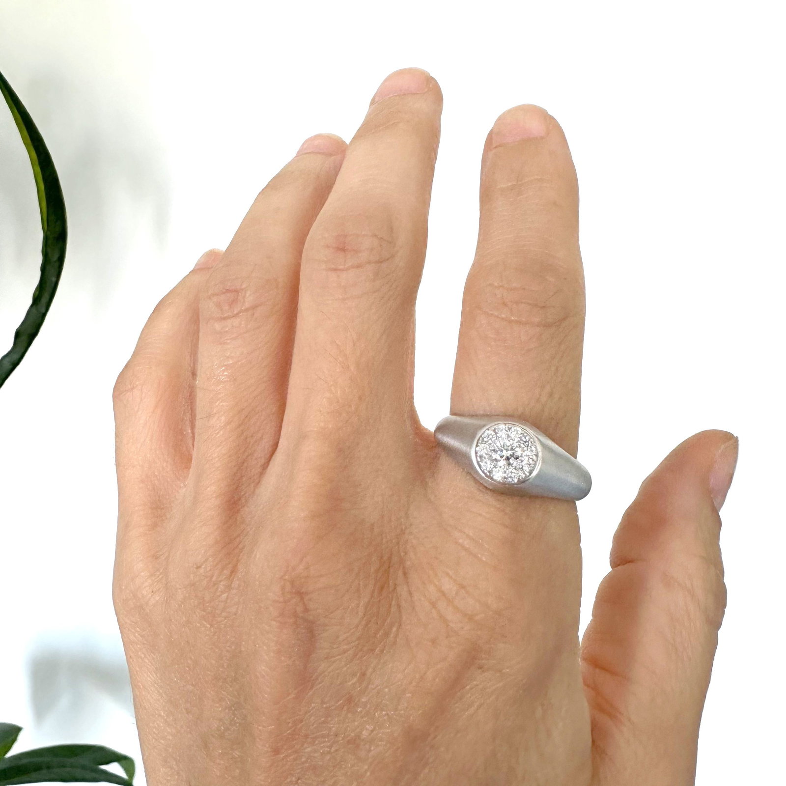 Natural Diamond 18K White Gold Ring - 5