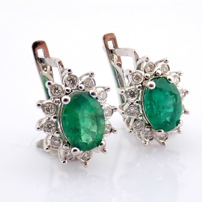 Natural Diamond 18K White Gold Earring - 2