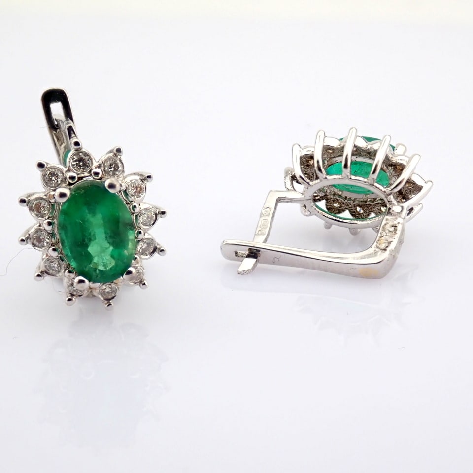 Natural Diamond 18K White Gold Earring - 5