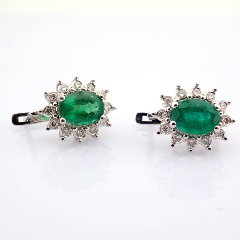 Natural Diamond 18K White Gold Earring - 6