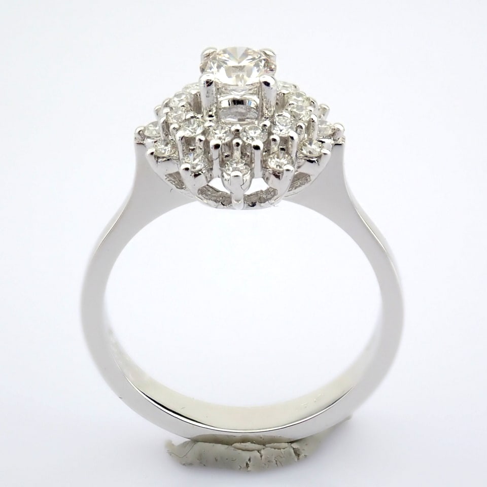 Natural Diamond 18K White Gold Ring - 4