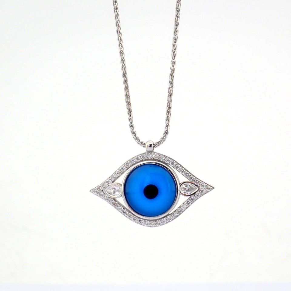 Natural Diamond 14K White Gold Necklace - 10