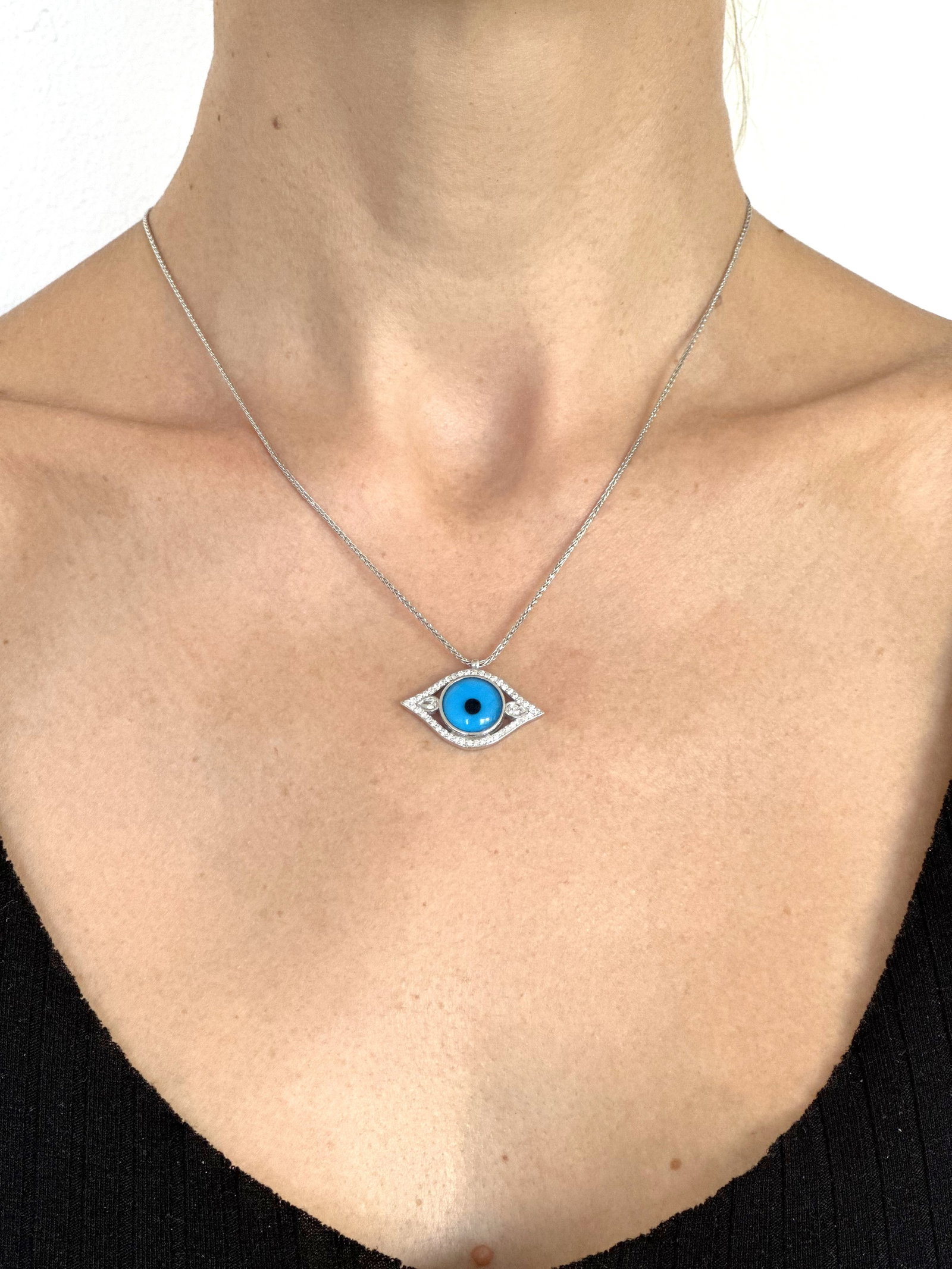 Natural Diamond 14K White Gold Necklace - 4