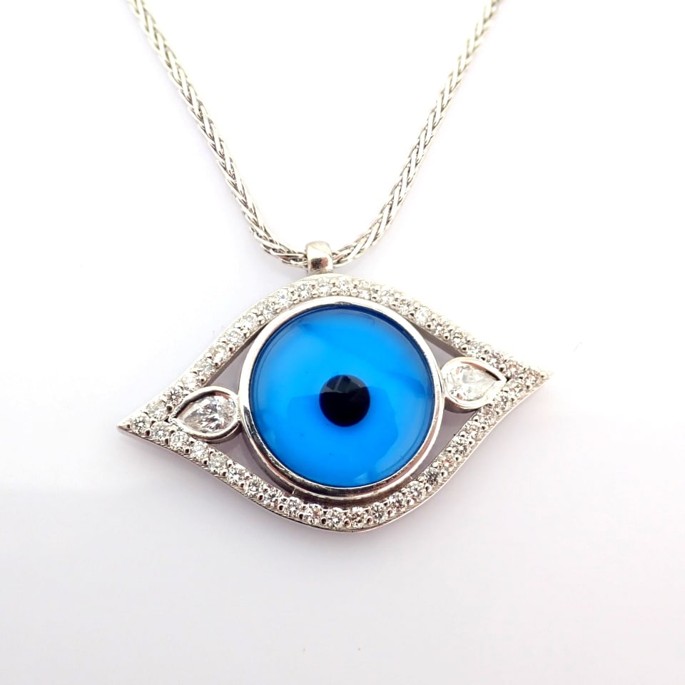 Natural Diamond 14K White Gold Necklace - 6