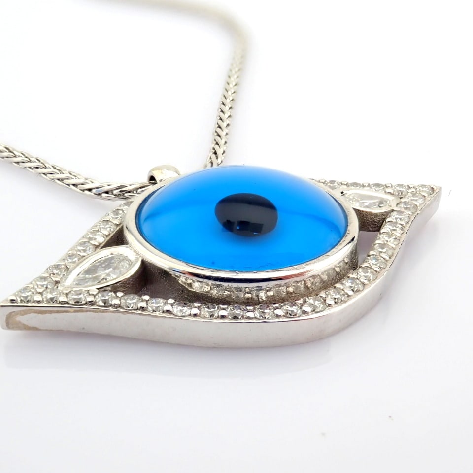 Natural Diamond 14K White Gold Necklace - 7