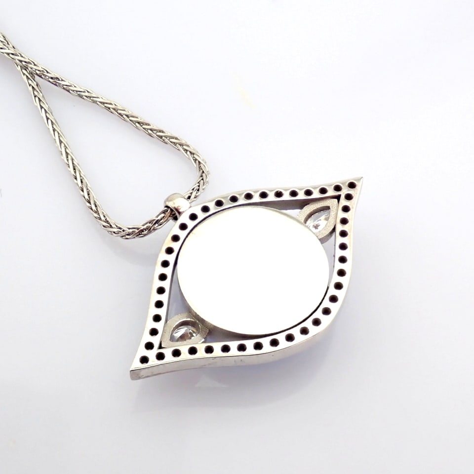 Natural Diamond 14K White Gold Necklace - 8